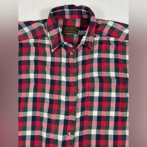 EDDIE BAUER Women’s 100% Cotton Red Tartan Plaid Casual Button Down Size Medium